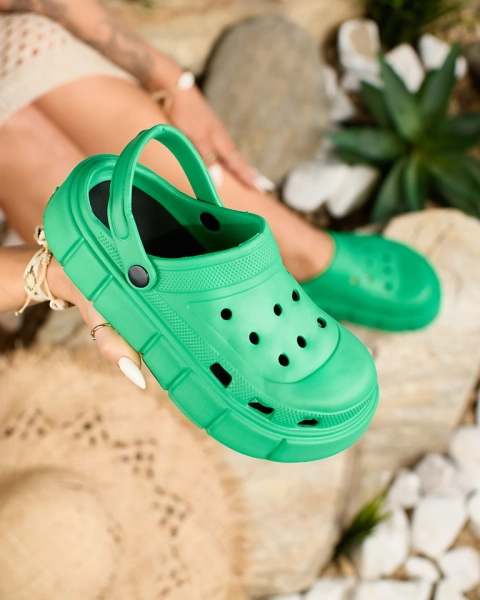 Royalfashion Dunkelgrüne Damen-Gummi-Flip-Flops Kooranza