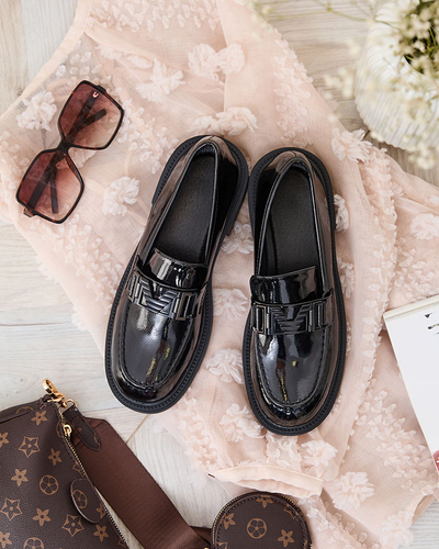Royalfashion Lackierte Damenmokassins in schwarz Kerifi