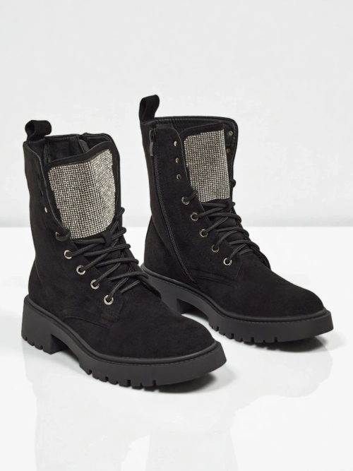 Еко замшеві шнуровані жіночі ботильйони Ferlyne