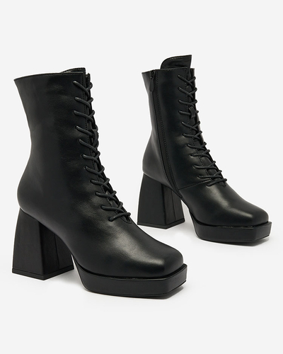 Royalfashion Schwarze Damen-Schnürstiefel Eoleore