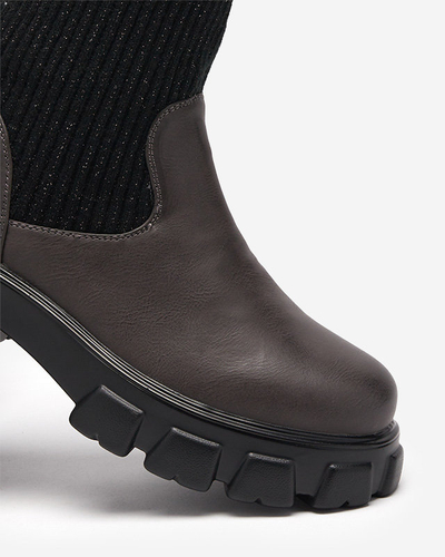 Schwarze und braune High-Slip-Stiefel für Damen Alerpi- Footwear
