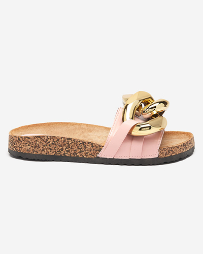 Rosafarbene Damenhausschuhe mit Sofig-Footwear-Dekor
