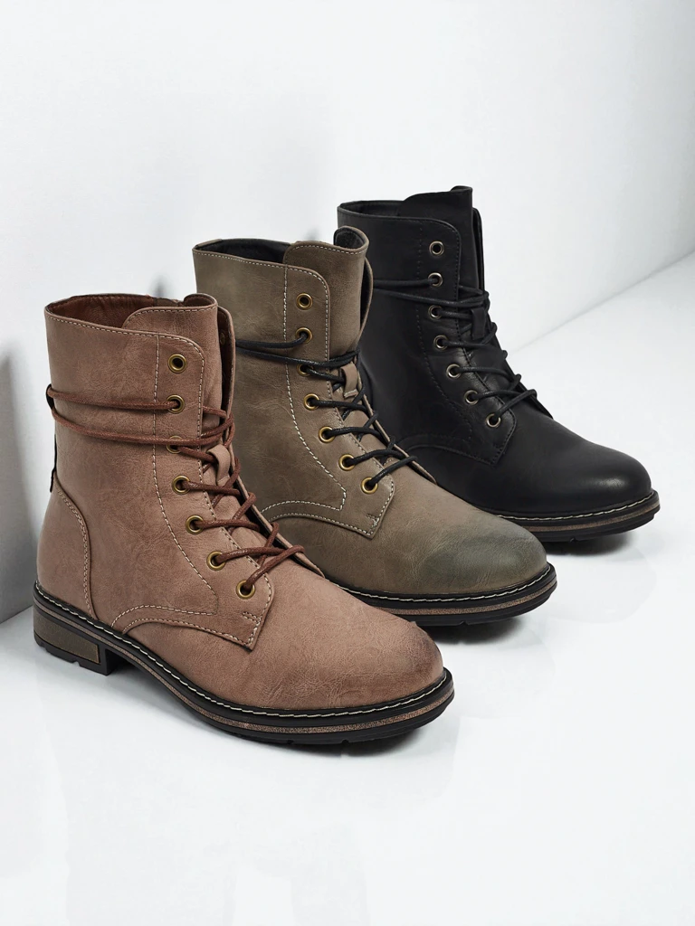 Öko-Leder Schnürstiefeletten Damen Ravonna