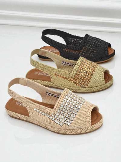 Damen-Espadrille-Sandalen mit Strasssteinen Belle Sparkle