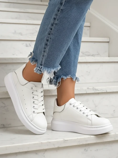 Weiße Sportliche Athena Sneakers aus Öko-Leder