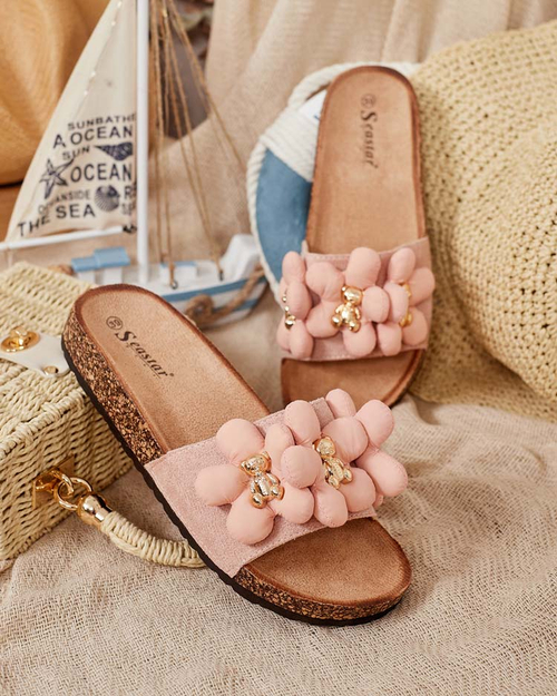 Royalfashion Жіночі шльопанці з золотими ведмедиками та квітами Isaralle