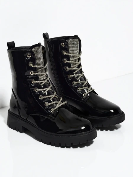 Ботильйони Жіночі Athena Чорні Лаковані Елегантні на Осінь