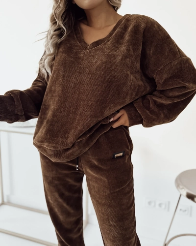 Комплект жіночих ребристих світшотів Royalfashion Brown