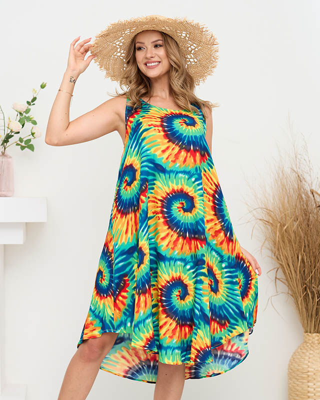 Buntes grün-gelbes Damen Sommerkleid PLUS SIZE - Bekleidung