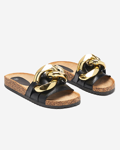 Schwarze Damen Flip-Flops mit Verzierung Sofig- Footwear