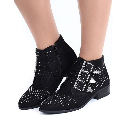 Czarne botki Caudice zdobione dżetami- Obuwie