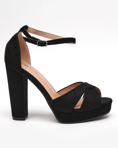 Damensandalen auf hohem Pfosten, Öko-Wildleder Rollita - Schuhe