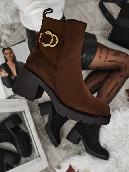 Damen Stiefeletten Solenya aus Wildlederimitat mit Blockabsatz