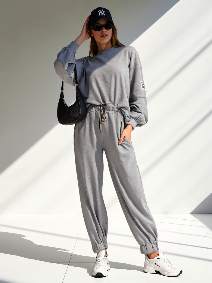 Royalfashion Damen Baumwollset mit Bündchen an den Beinen