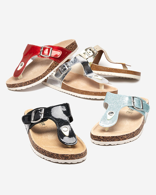 Сріблясті металеві тапочки жіночі Елоці шльопанці - Взуття