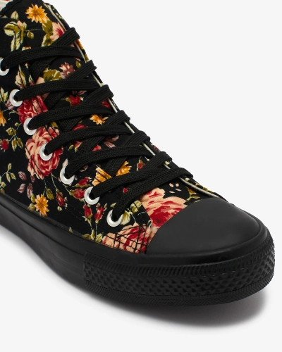 Royalfashion Damen hohe schwarze Sneakers mit Blumendruck Fahenna