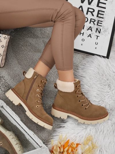 Damen Trapper Stiefeletten mit Fell Tessara