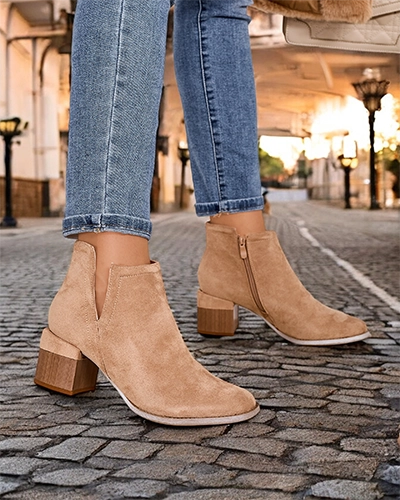 Hellbraune Damenstiefel mit Aussparungen Geransa - Footwear