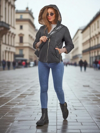 Жіноча стьобана куртка з капюшоном і стягуючими манжетами на рукавах Silent Ridge