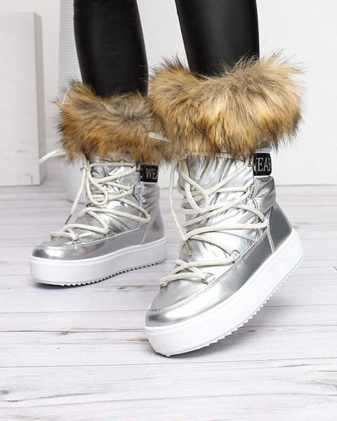 Silber lackierte Schneestiefel für Damen Fursav - Footwear