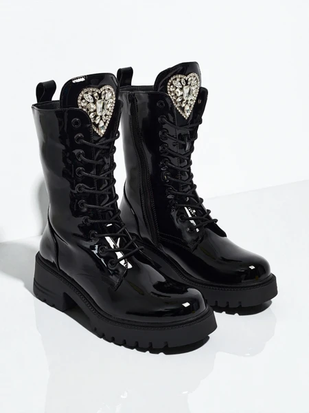 Ботильйони Жіночі Luna Чорні Лаковані Стильні на Осінь