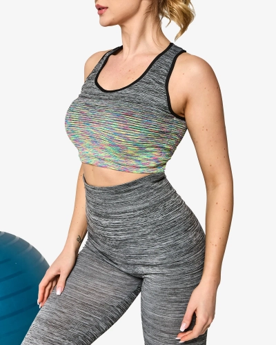 Graues Damen-Sport-Set mit grünen Einsätzen - Kleidung