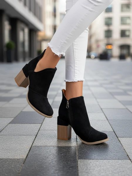 Schwarze Damenstiefel mit Ausschnitten Cintura - Schuhe