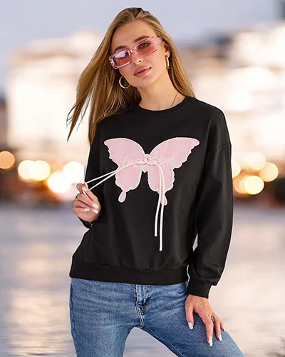 Royalfashion Damen Baumwoll-Sweatshirt mit dünnem Druck