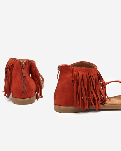 OUTLET Damensandalen mit Fransen in rotbraunen Clov-Shoes