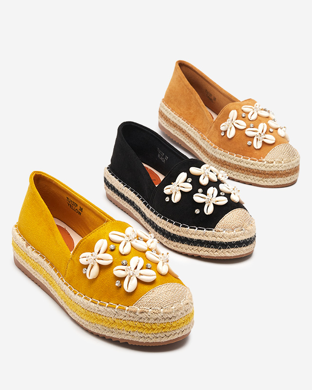 Hellbraune Damen-Espadrilles mit Izira-Dekorationen - Schuhe