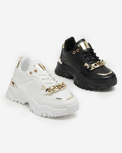 OUTLET Schwarze Damen-Sportschuhe mit Goldkette Evitos - Schuhe