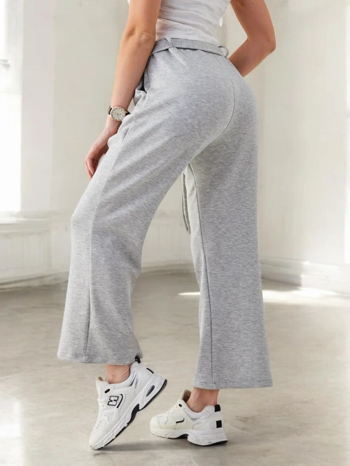 Royalfashion Широкі жіночі тканинні штани з декоративним поясом