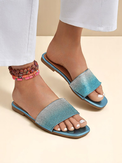 Royalfashion Damen-Pantoletten mit Zirkonia ShinyGlow