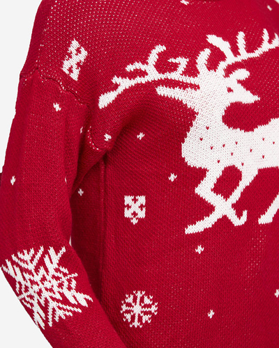 Червона жіноча сукня-светр з різдвяним принтом - Одяг