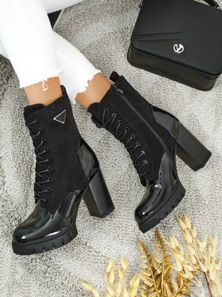 Damen Stiefeletten Öko-Wildleder mit Blockabsatz Event Bramble