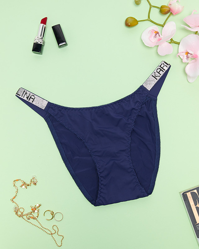 Жіночі темно-сині трусики з декоративними смужками - Нижня білизна