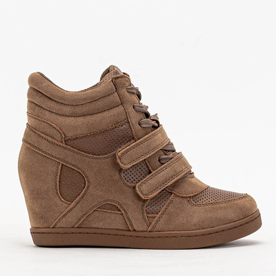 Braune Turnschuhe für Mädchen auf einem Indoor-Wedge von Janomi-Schuhen