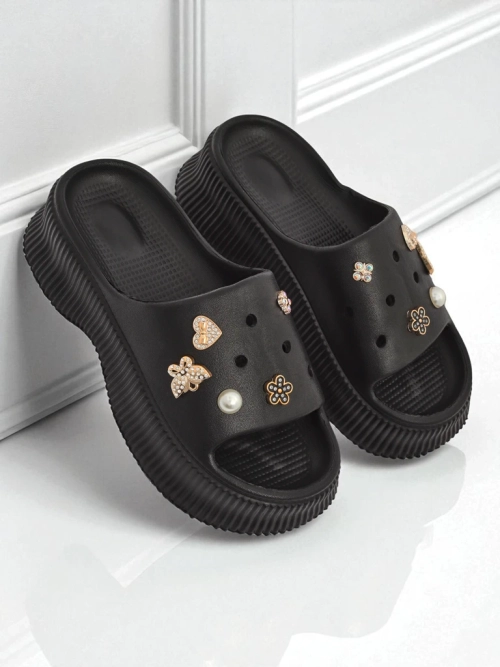 Royalfashion Жіночі гумові капці з декором Slash Glam