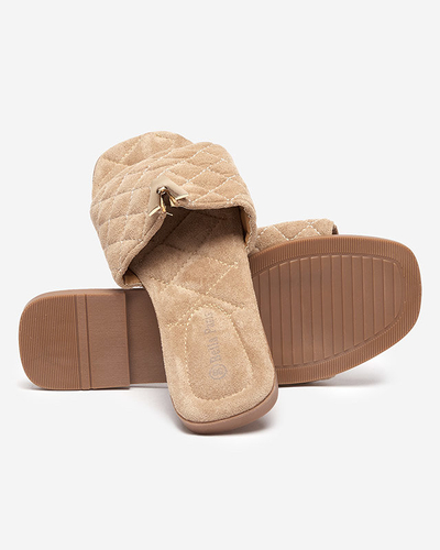 Жіночі світло-коричневі тапочки з декором Holise - Взуття