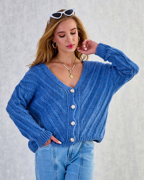 Royalfashion Жіночий трикотажний светр на ґудзиках