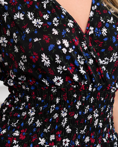 Жіночий чорний квітковий комбінезон- Одяг