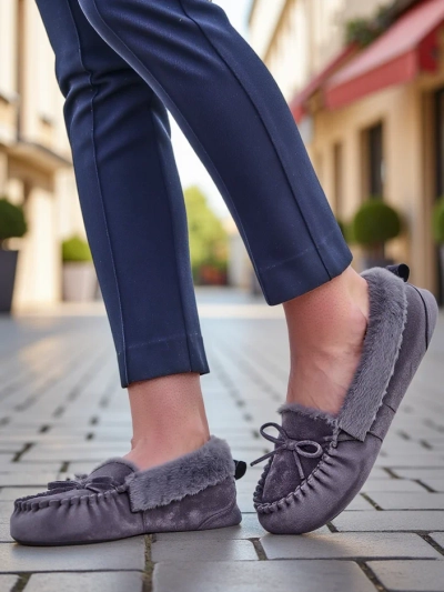 Royalfashion Damenmokassins mit Fell Ahtikes