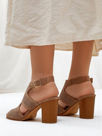 Royalfashion perforierte Blockabsatz‑Sandaletten für Damen Abetle