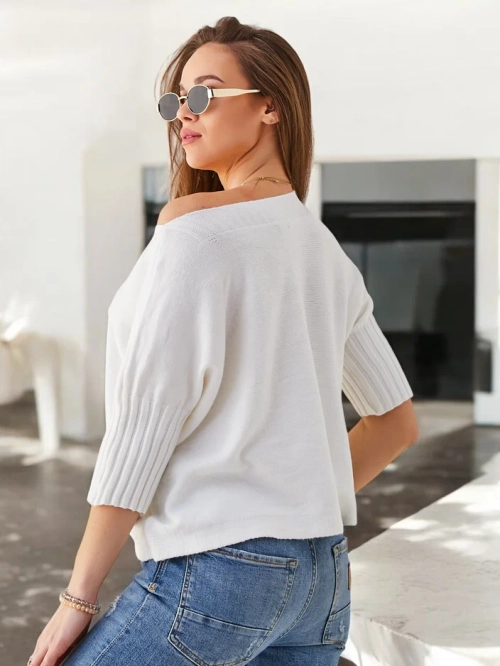 Royalfashion Жіночий візкозний светр з коротким рукавом