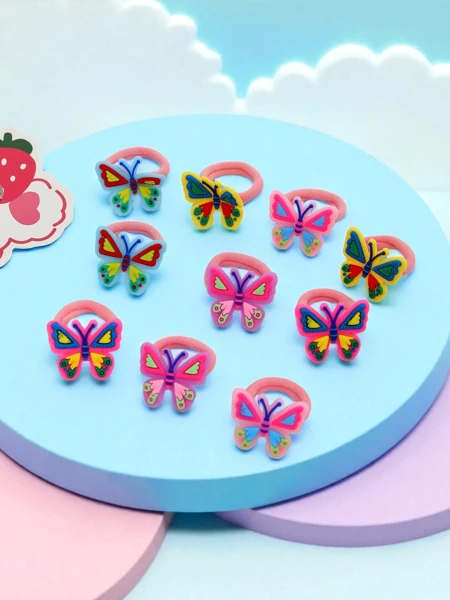 Bunte Haargummis mit Schmetterlingen