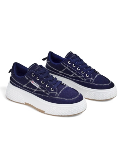 Callista Damen-Sneakers mit marineblauer Stoffplateau für Frühling und Sommer