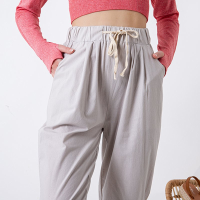 Hellgraue Damenhose aus gerader Baumwolle PLUS GRÖSSE - Kleidung