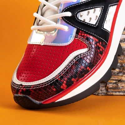 OUTLET Weiße und rote Turnschuhe mit Farbeinsätzen Meia - Footwear