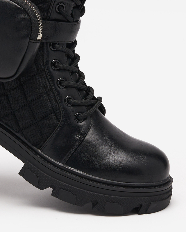 Schwarze hohe Damenstiefel mit Tasche Sareulia - Footwear