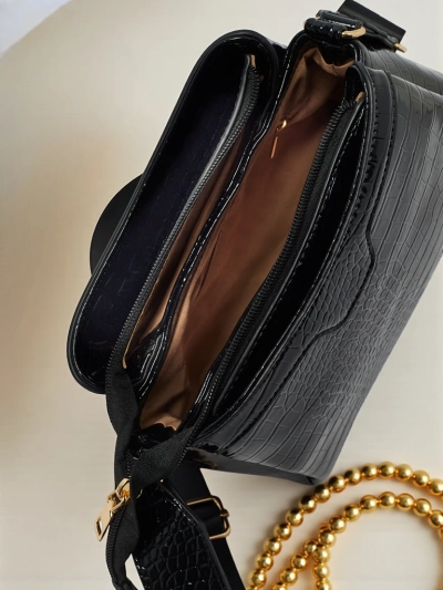 Lackierte kleine Damenhandtasche aus Öko-Leder Midnight Fern
